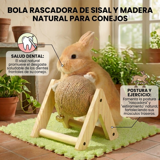 Juguete masticable de sisal natural para conejo, vista principal